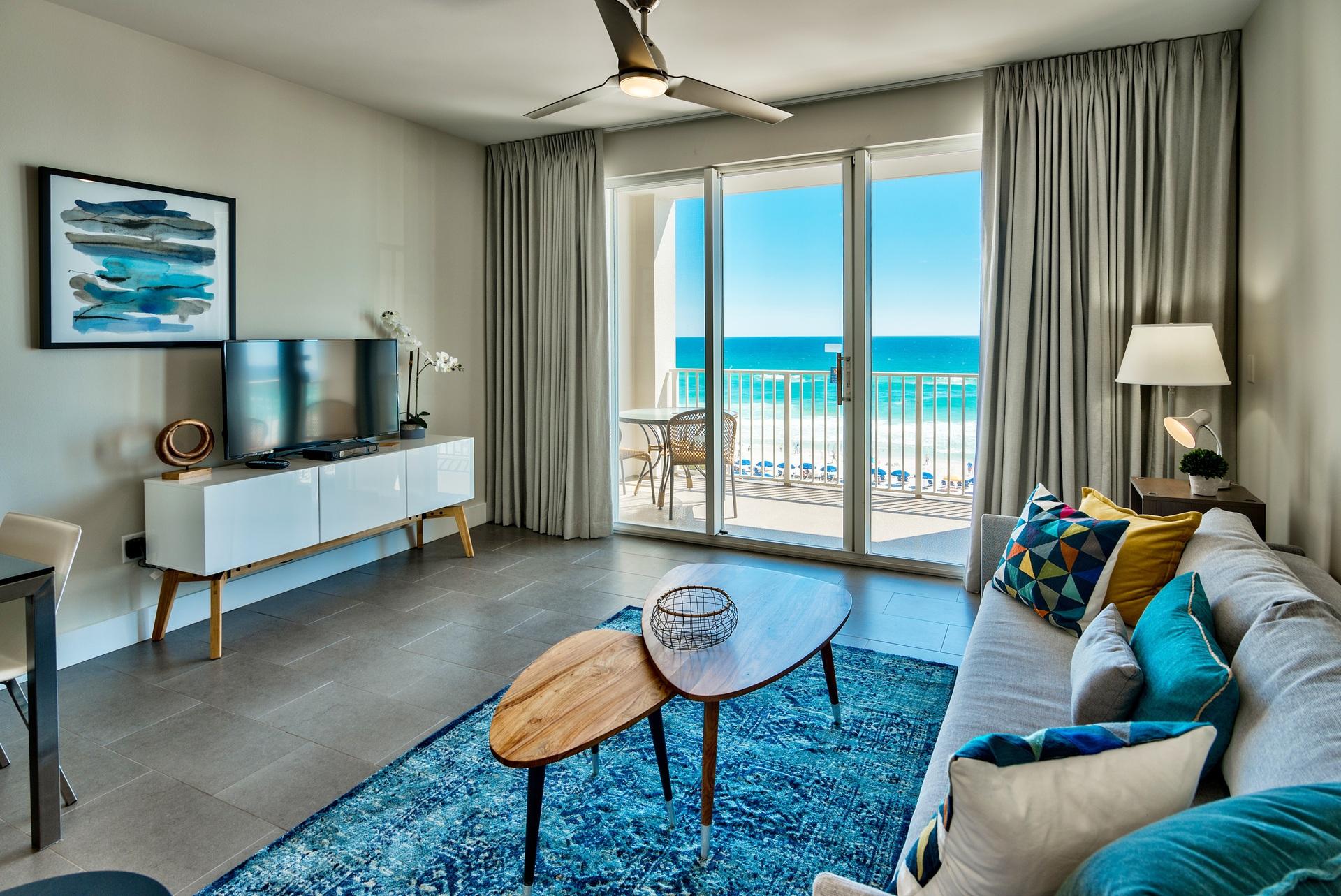 Majestic Sun 409B - Living Room With Great Gulf Views