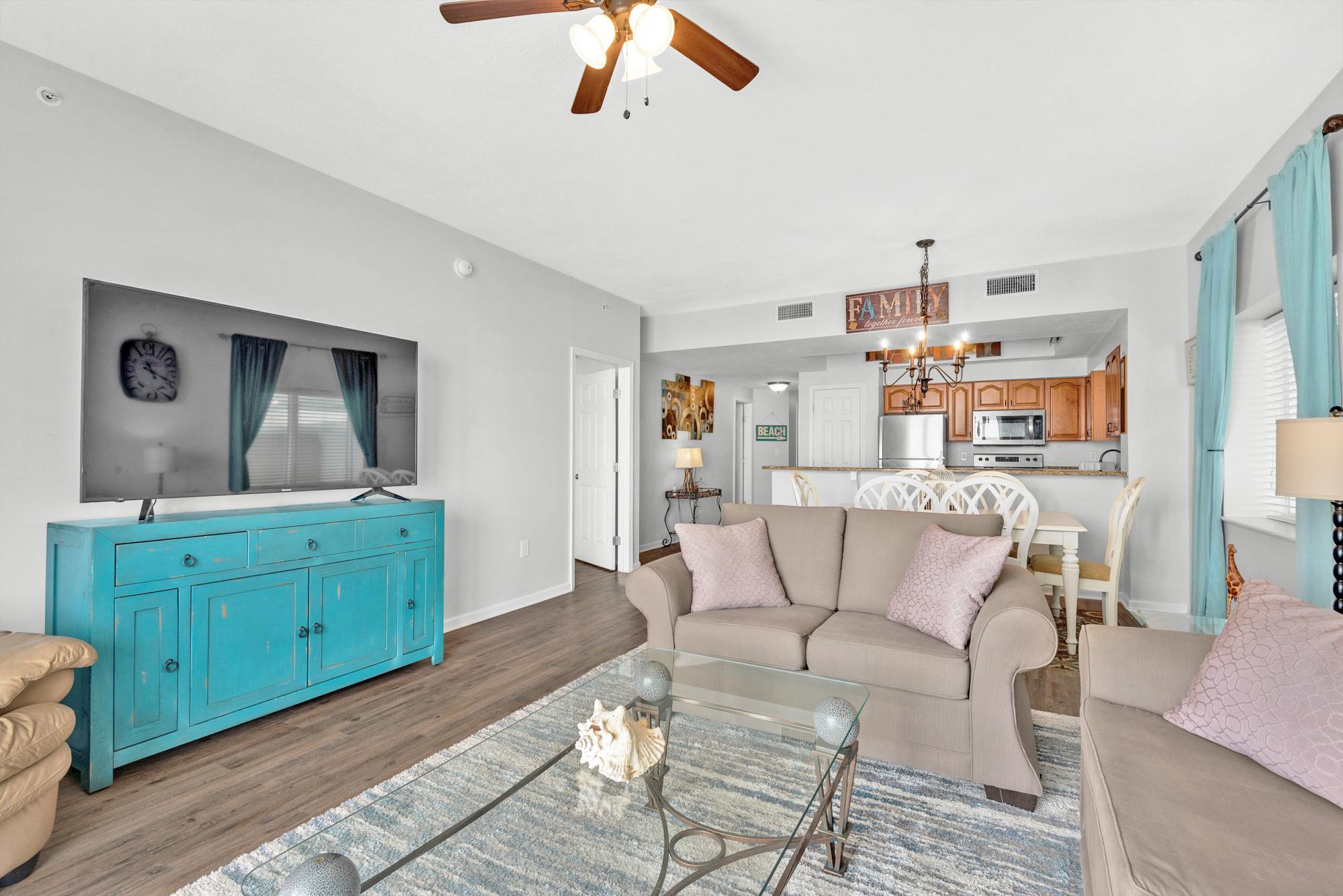 Majestic Sun 301B - Beach View Condo - Living Area w/ HDTV