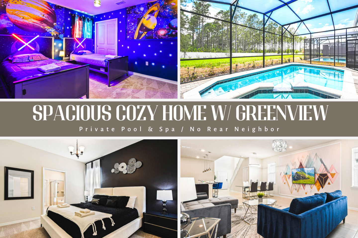 No Rear neighbor 6br private Home Pool Spa Disney