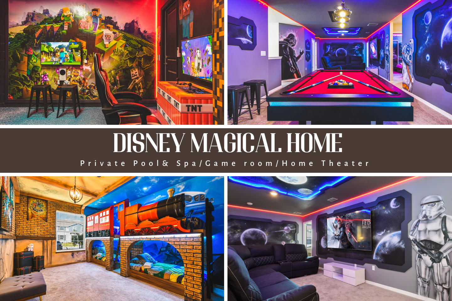 Minecraft Game Room 10br Villa w/Pool Spa Disney